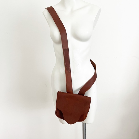 Crossbody Bag Cowhide Leather Brown Bohemian Western - Picture 15 of 15
